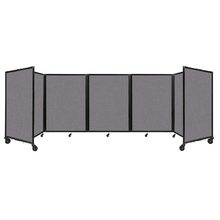Versare Room Divider 360 Folding Portable Partition 14' x 4' Slate Fabric 1148519